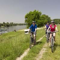 Radfahrer an der Donau bei Niederalteich